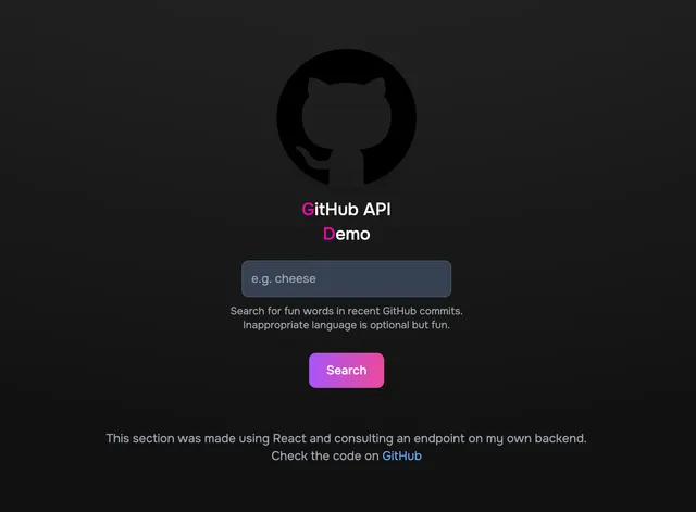 Demo de la API de GitHub con controles de búsqueda de commits